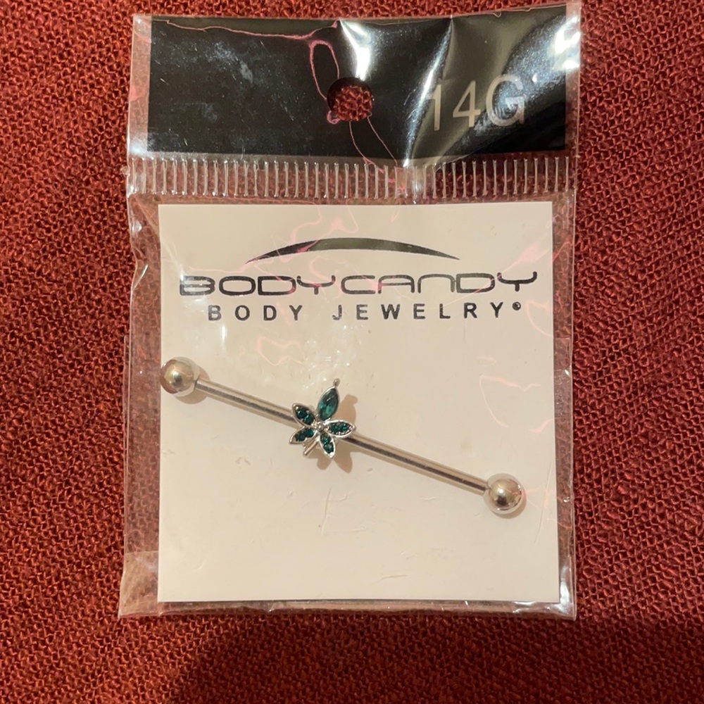 Silver industrial bar jewelry. Size 14g.